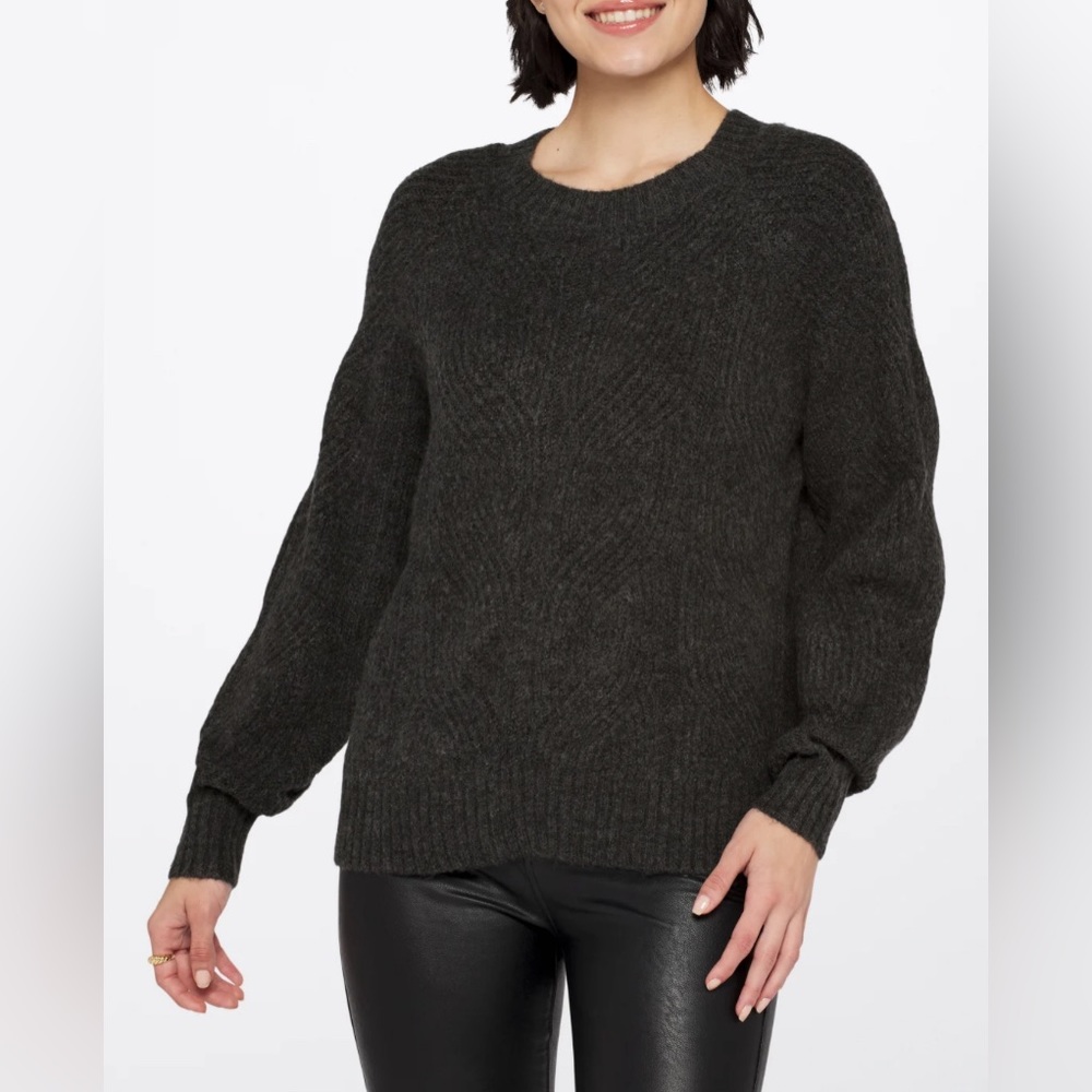 MARKET & SPRUCE NOVELTY STITCH CHUNKY CREWNECK DARK GREY SOFT SWEATER 🌟NWT🌟
